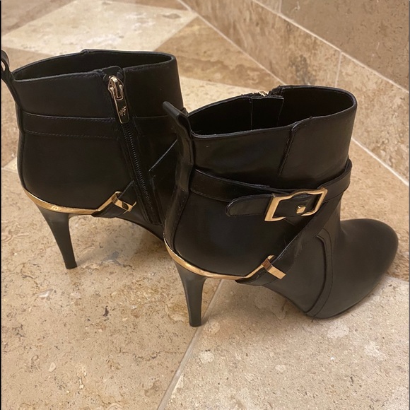 Marc Fisher Leather Booties- Gold Detail & Buckles - Picture 14 of 16